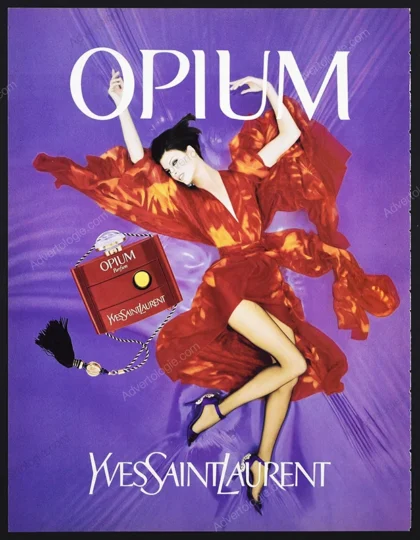 Opium Yves Saint Laurent Perfume 1996 Print Ad - Linda Evangelista