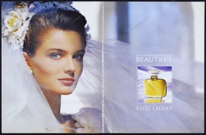 Beautiful Estée Lauder Perfume 1991 Print Ad - Paulina Porizkova