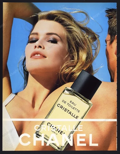 Cristalle de Chanel Perfume 1992 Print Ad - Claudia Schiffer