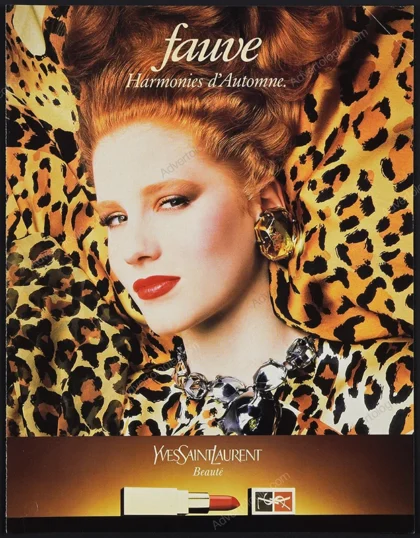 Yves Saint Laurent Fauve Harmonies d'Automne Cosmetics 1986 Print Ad