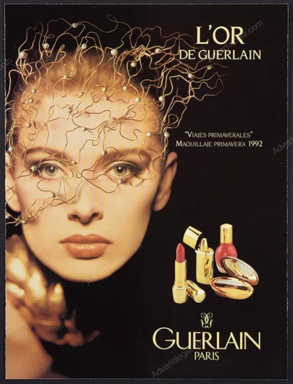 L'Or de Guerlain Cosmetics 1992 Print Ad - Ludmila Isaeva