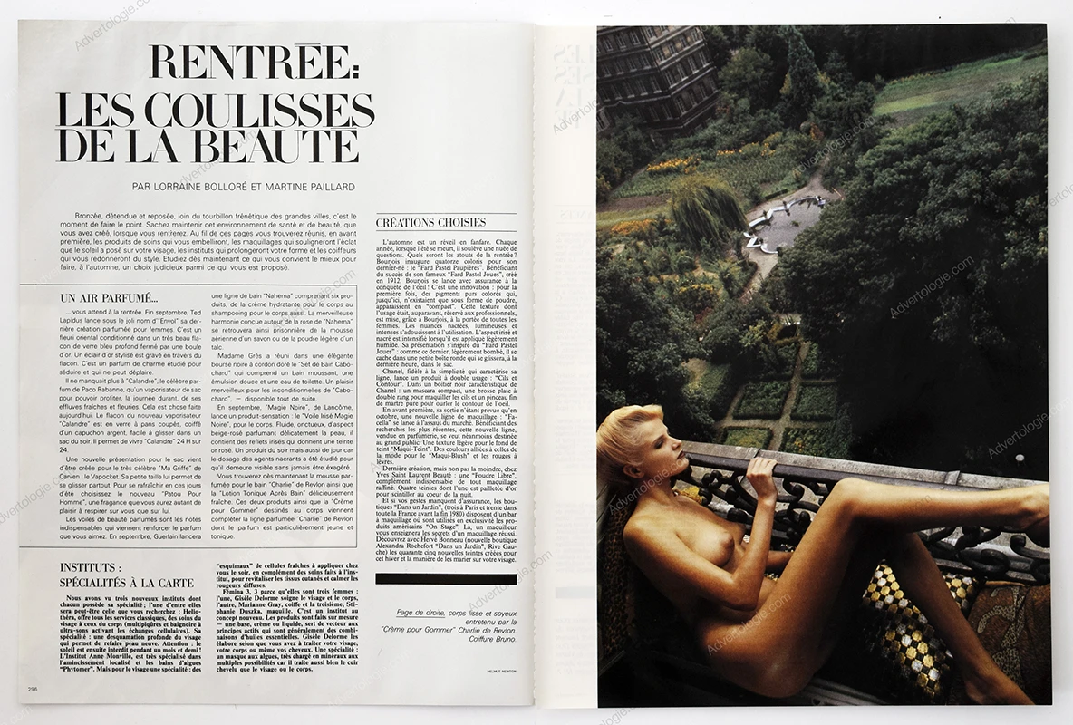 "Rentrée: Les Coulisses de la Beauté" 1980 2-Page Editorial - Helmut Newton