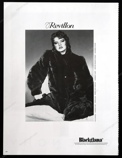 Revillon Fourrures 1984 Print Ad - Linda Evangelista