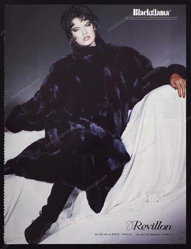 Revillon Fourrures 1984 Print Ad - Linda Evangelista