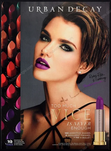 Urban Decay Vice Lipstick 2008 Print Ad - Ruby Rose