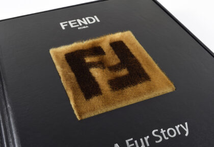 Fendi mink fur FF logo detail on book cover