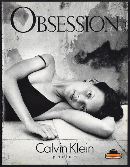 Obsession Calvin Klein Perfume 1996 Print Ad - Kate Moss