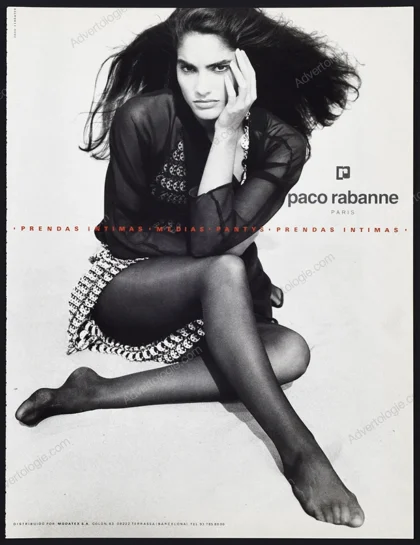 Paco Rabbanne Hosiery 1990 Print Ad - Carmen San Martín