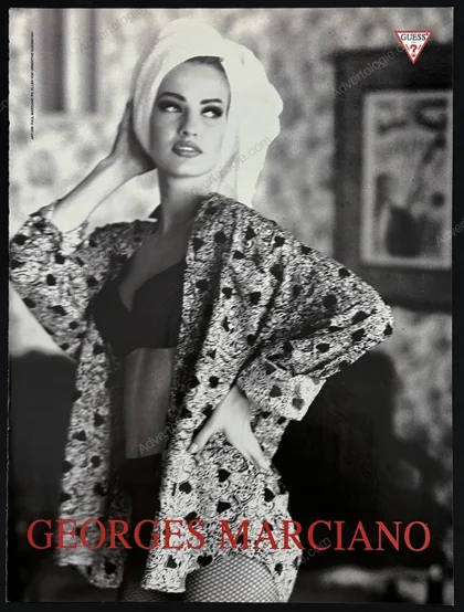 Guess 1991 2-Page Print Ad - Karen Mulder, Ellen von Unwerth