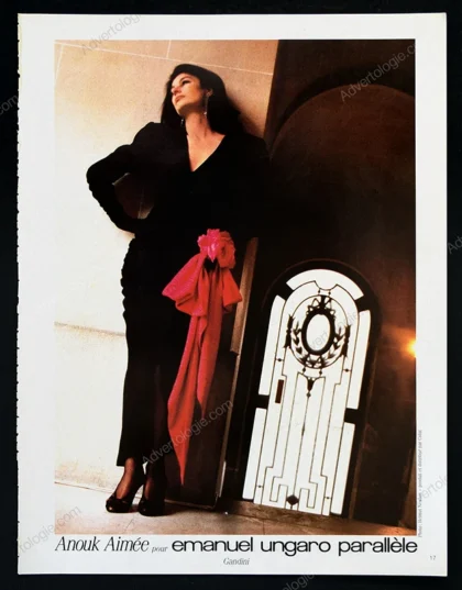 Emanuel Ungaro Parallèle 1985 Print Ad - Anouk Aimée, Helmut Newton