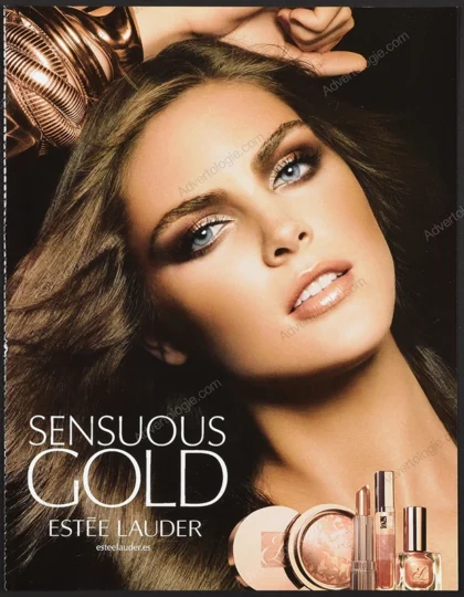 Estée Lauder Sensuous Gold Cosmetics 2009 Print Ad - Hilary Rhoda