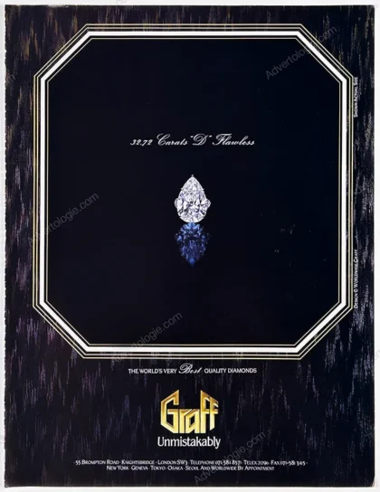 Graff Diamonds 1990 Print Ad - "32.72 Carats 'D' Flawless"