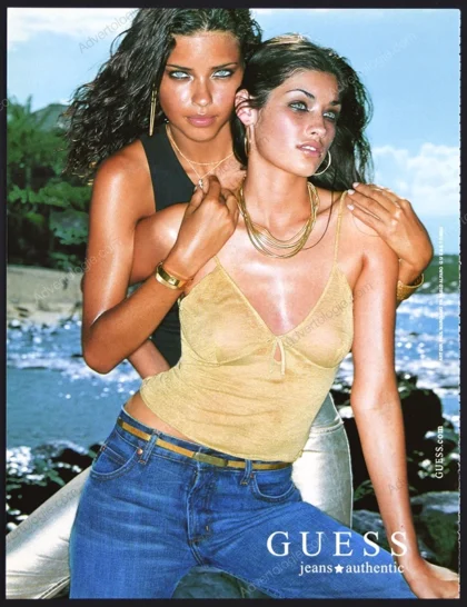 Guess 2001 Print Ad - Adriana Lima, Megan Ewin
