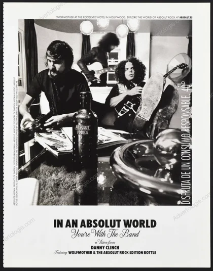 Absolut Vodka 2009 Print Ad - Wolfmother & Rock Edition Bottle