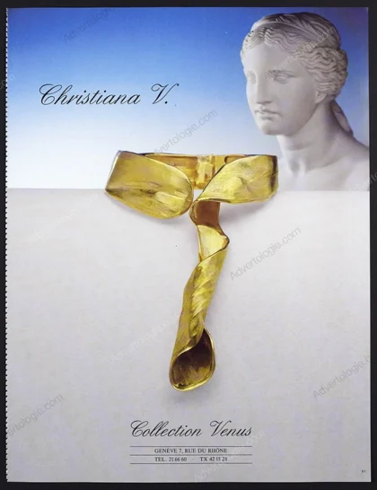 Christiana V. Jewelry 1986 Print Ad - Collection Venus