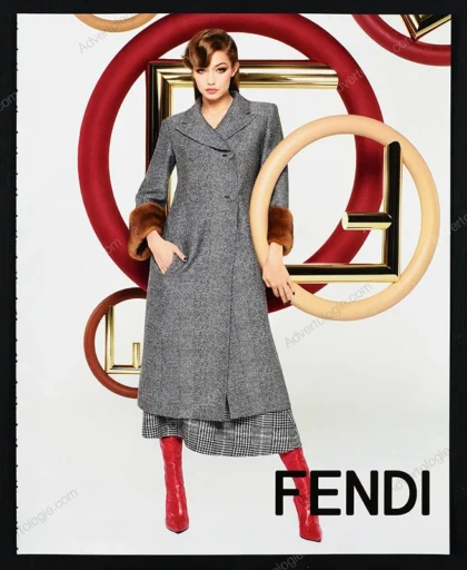 Fendi 2017 5-Page Print Ad - Gigi Hadid, Kendall Jenner, Karl Lagerfeld