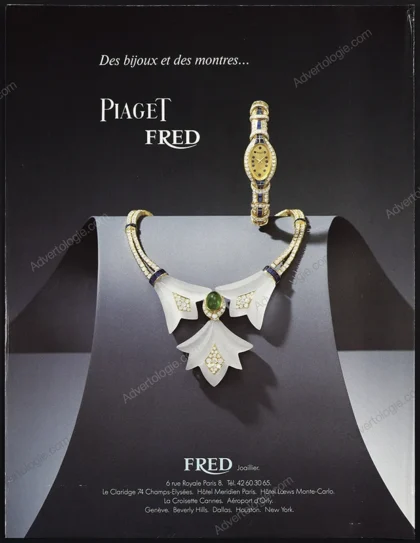 Fred Jewelry & Piaget Watches 1986 Print Ad