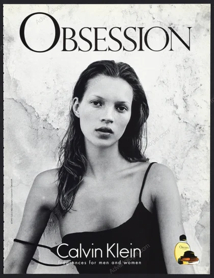 Obsession Calvin Klein Perfume 1999 Print Ad - Kate Moss