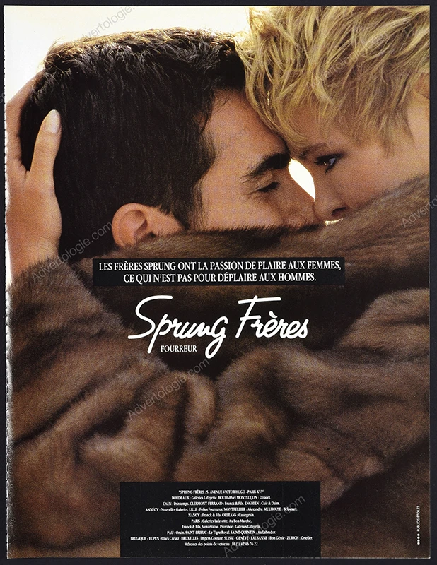 Sprung Frères Fourrures 1990 Print Ad