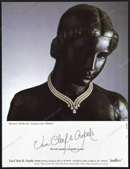 Van Cleef & Arperls Jewelry 1986 Print Ad - Aristide Maillol