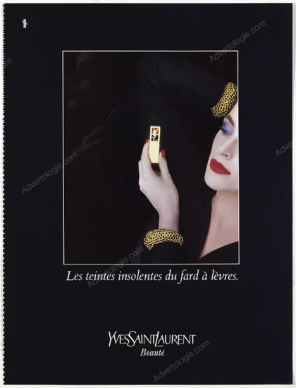 Yves Saint Laurent Beauté "Teintes Insolentes" Cosmetics 1984 Print Ad