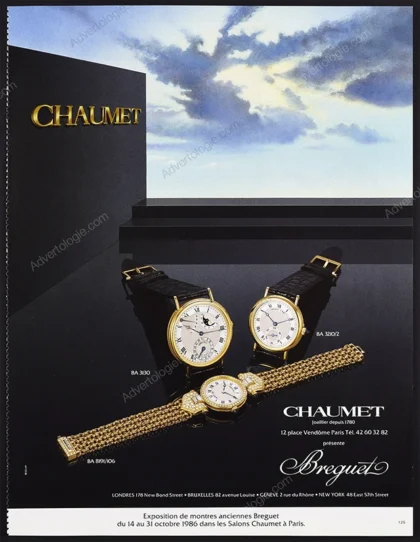 Chaumet & Breguet Watches 1986 Print Ad