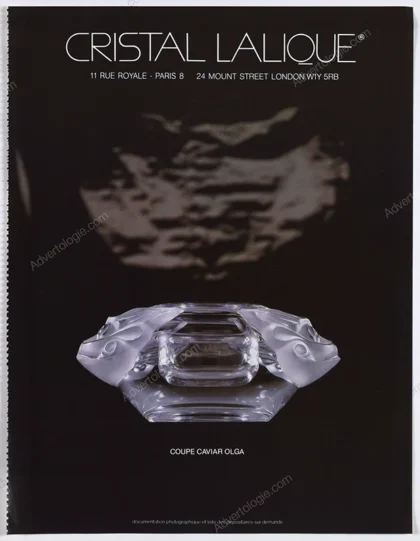 Cristal Lalique 1987 Print Ad - Couple Caviar Olga