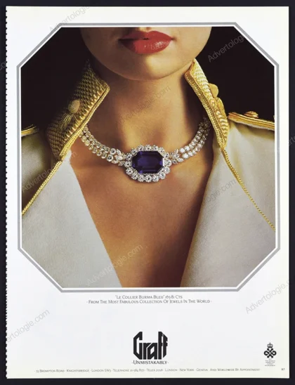 Graff Diamonds & Jewelry 1984 Print Ad - "Le Collier Burma Bleu"