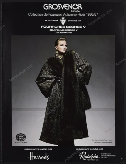 Grosvenor Canada Furs 1986 Print Ad - Deborah Harris, Victor Skrebneski