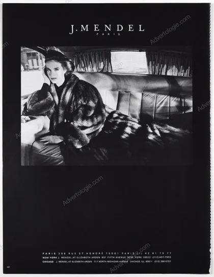J. Mendel Furs 1986 Print Ad