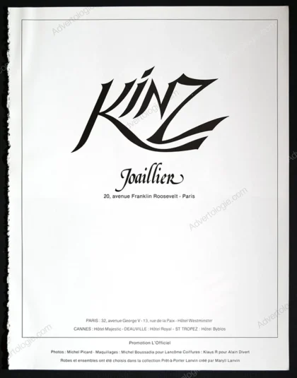KINZ Jewelry & LANVIN 1984 Original 8-Page Fashion Editorial