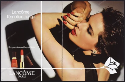 Lancôme Cosmetics "L'émotion rouge" 1986 Print Ad - Isabella Rossellini