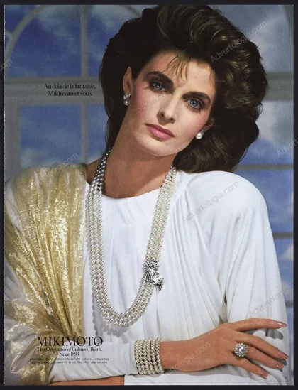 Mikimoto Pearls 1986 Print Ad - Joan Severance