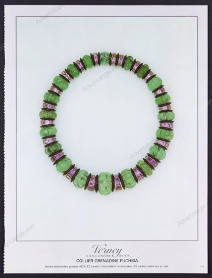 Verney Jewelry 1984 Print Ad - Collier Grenadine Fuchsia