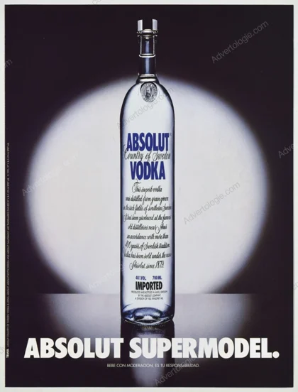 Absolut Vodka 1998 Print Ad - "Absolut Supermodel"