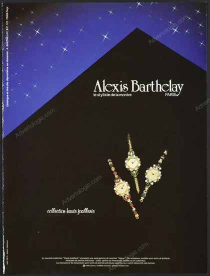 Alexis Barthelay Jewelry & Watches 1983 Print Ad