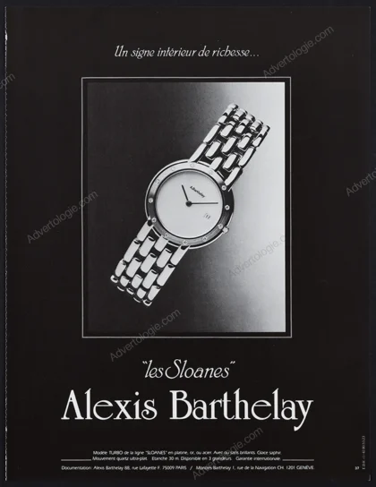 Alexis Barthelay Watches 1986 Print Ad - "Les Sloanes"