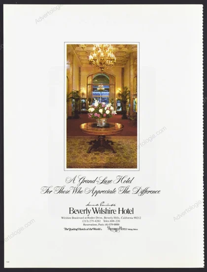 Beverly Wilshire Hotel 1983 Print Ad