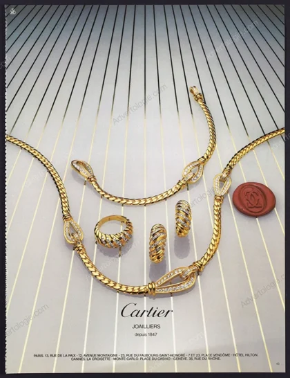 Cartier Jewelry 1982 Print Ad