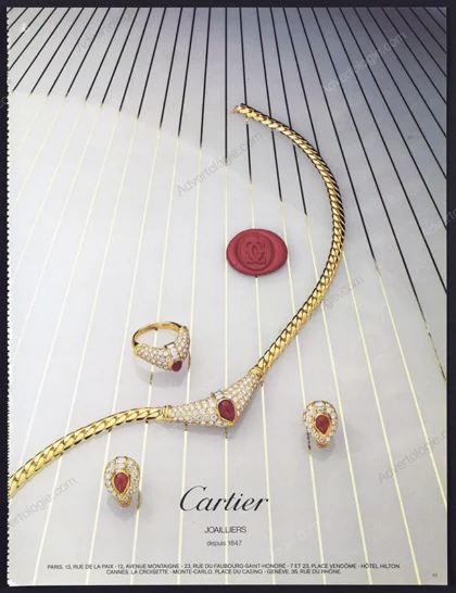 Cartier Jewelry 1982 Print Ad
