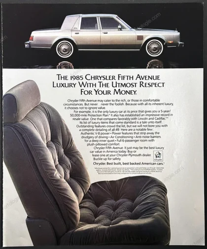 Chrysler Fifth Avenue Automobile 1984 Print Ad