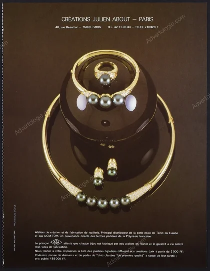 Créations Julien About Pearls 1986 Print Ad