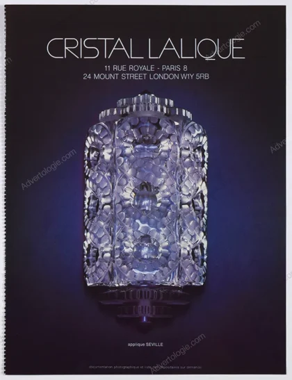 Cristal Lalique 1982 Print Ad - Aplique Seville