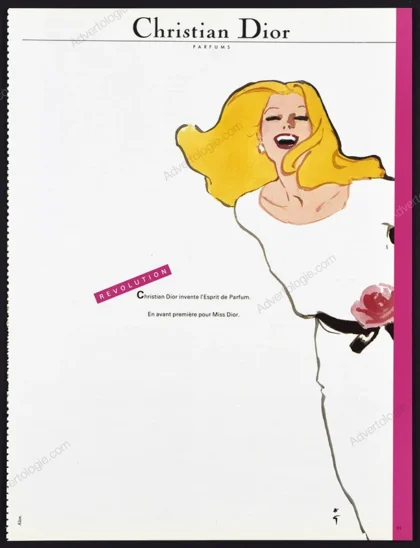 Miss Dior Perfume 1983 2-Page Print Ad - René Gruau