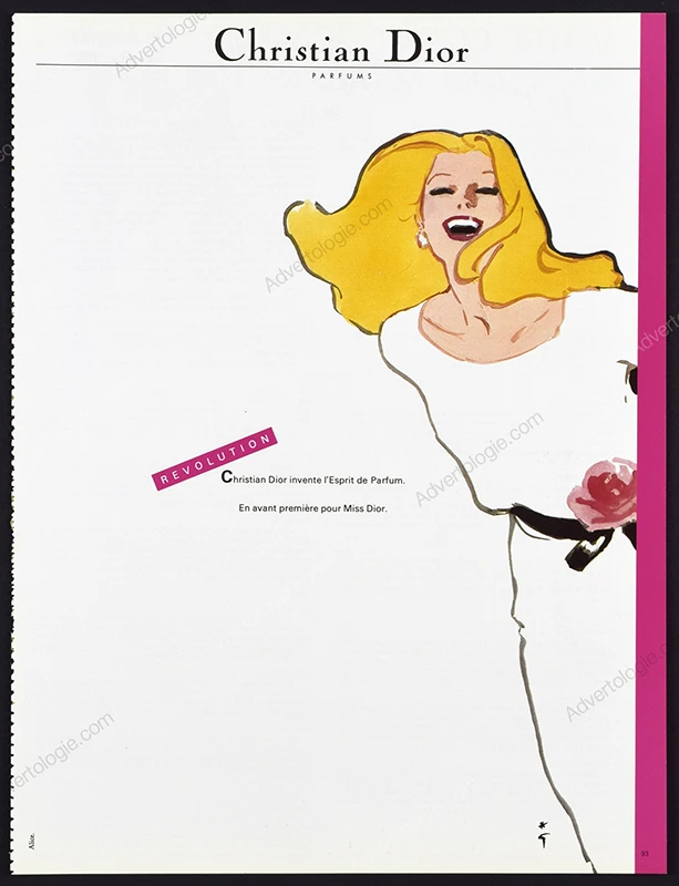 Miss Dior Perfume 1983 2-Page Print Ad - René Gruau