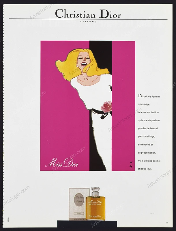 Miss Dior Perfume 1983 2-Page Print Ad - René Gruau - Image 2