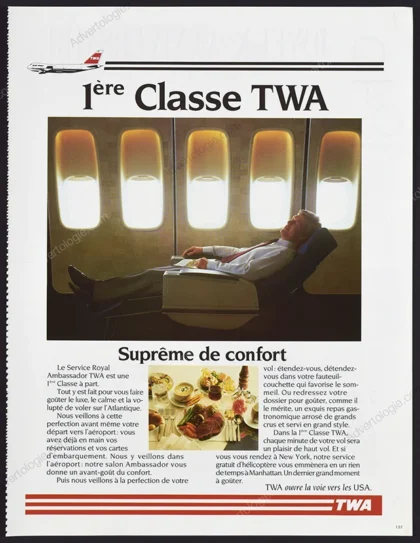 TWA Airlines 1ere Classe 1987 Print Ad