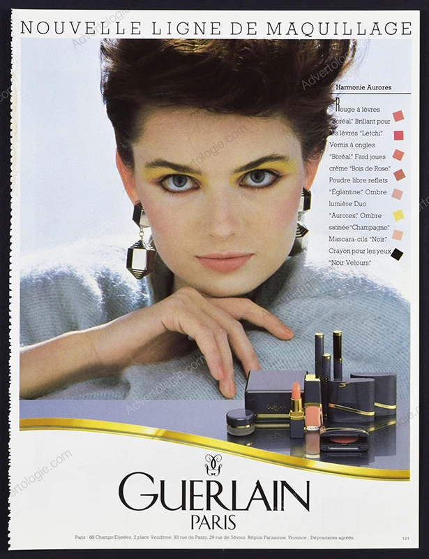Guerlain Harmonie Aurores Cosmetics 1985 Print Ad - Paulina Porizkova