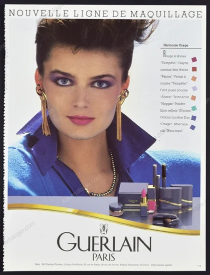 Guerlain Harmonie Orange Cosmetics 1985 Print Ad - Paulina Porizkova