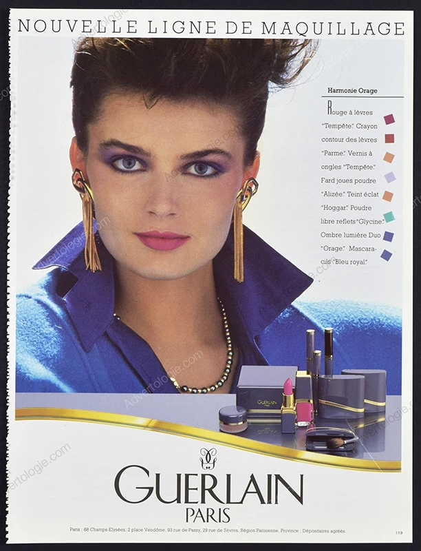 Guerlain Harmonie Orange Cosmetics 1985 Print Ad - Paulina Porizkova